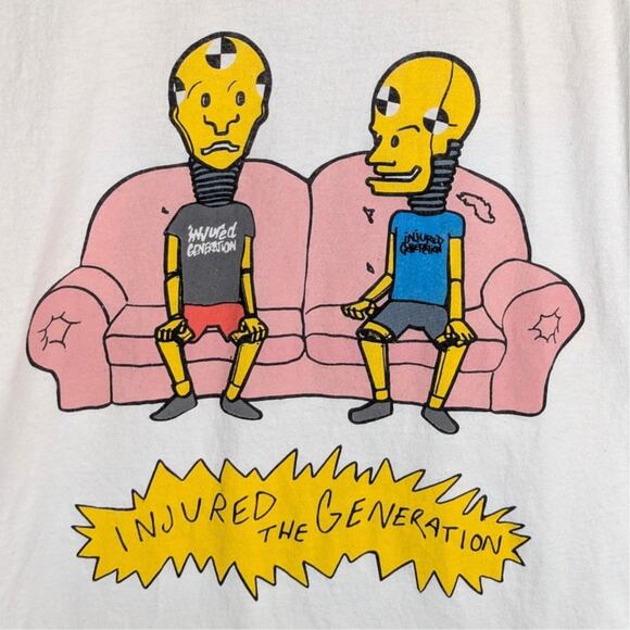 ASAP Rocky Injured Generation Tour Shirt M White Crash Test Dummies Graphic USA - Picture 2 of 5